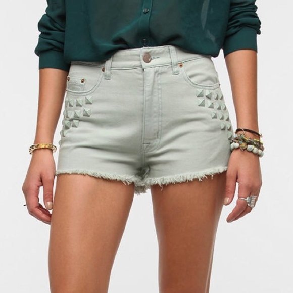 BDG Pants - BDG High Rise Dree Cheeky Mint Green Jean Short 28